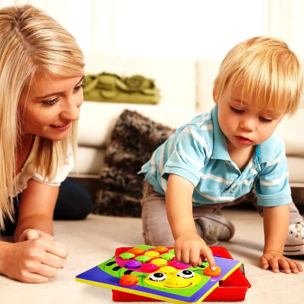 Geekper Button Art Toys Matching Mosaic Pegboard Color Set Early Learning Educational Toys for Toddler is a great gift for the price and is a great toy for learning colors.