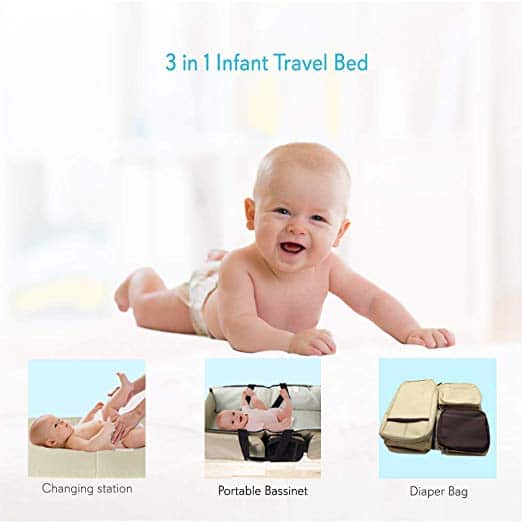 Scuddles 3 In 1 Travel Infant Bed Baby Diaper Bag & Baby Changing Pad Portable Systems