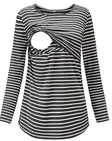It is characteristic-Long sleeve round neck, Double-layer fabric for easy breastfeeding