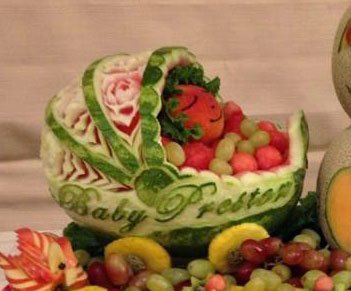 how to make a watermelon baby carriage with baby inside