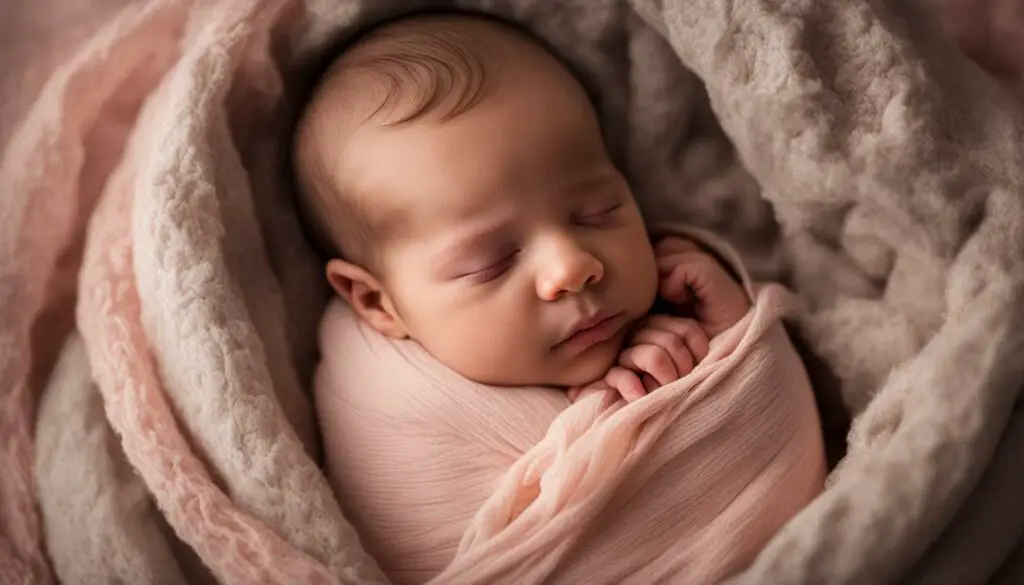 Newborn baby wrapped in a swaddle blanket