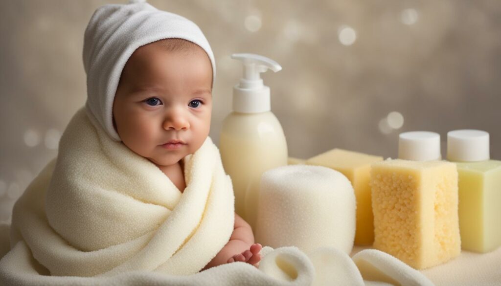 Newborn baby wrapped in washcloth