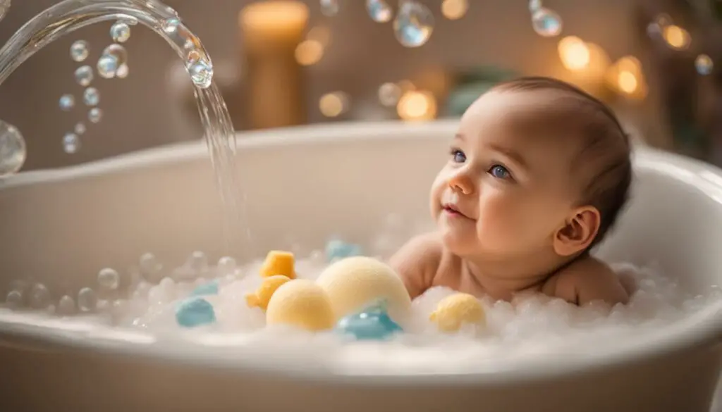 baby bathing with gentle soap