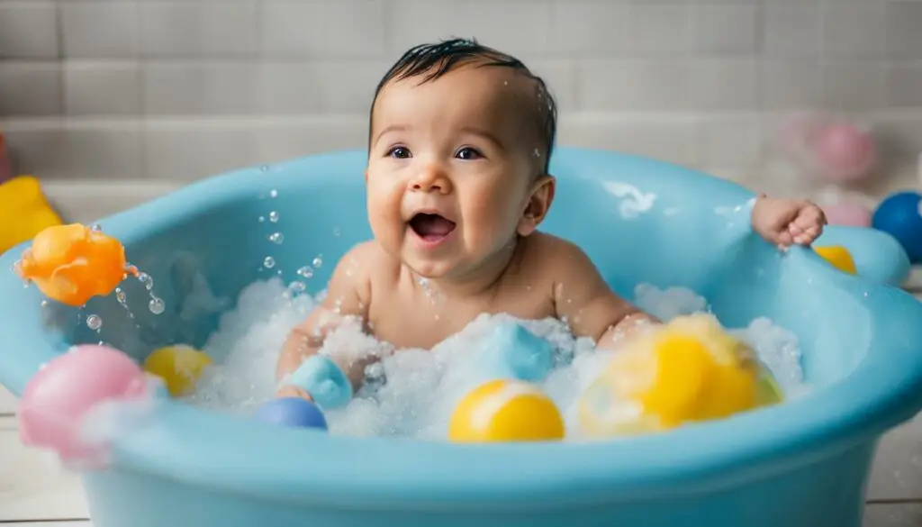 bathing baby