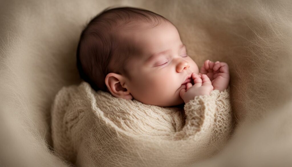 newborn chin on hands pose