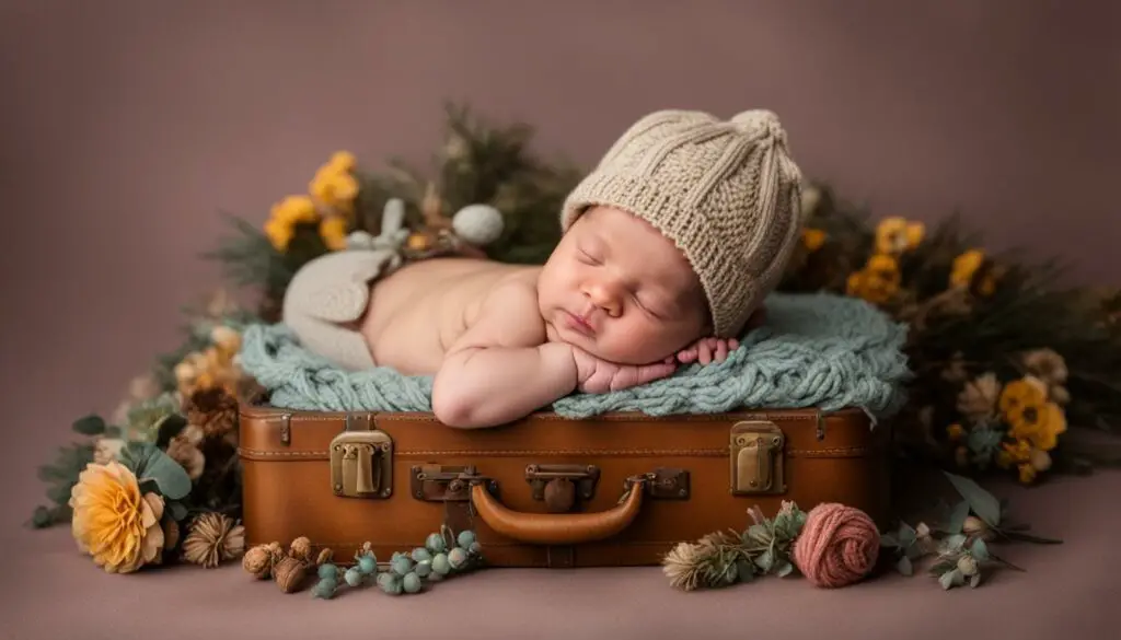 newborn photo shoot with props